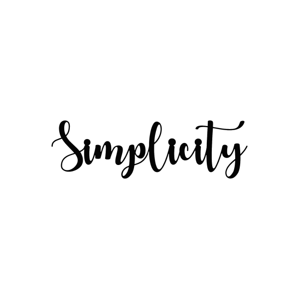 A small steel wall art piece with the word 'Simplicity' cut out in elegant cursive script. The design is painted black and has a minimalist style, making it a versatile addition to various home décor settings. The letters are smooth and flowing, with a subtle rustic touch, perfect for adding a chic element to any room.